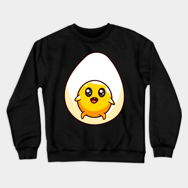 Cute Chibi Kawaii Eggs Fried Egg Anime Food Crewneck Sweatshirt by Foxxy Merch